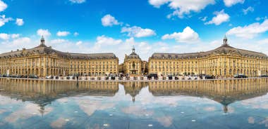 Photo of Bordeaux aerial panoramic view. Bordeaux is a port city on the Garonne river in Southwestern France.
