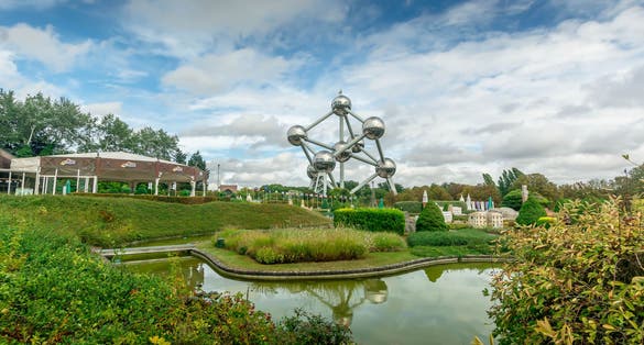 Photo of the Atomium view from Mini Europe , Brussels Belgium.