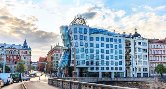 Photo of Dancing House of Prague, (called Ginger and Fred) in New Town in Prague, Czech Republic.