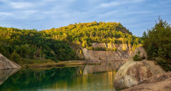 photo of view of Mine lake at Rudabánya, Hungary. Popular tourist area near Miskolc.