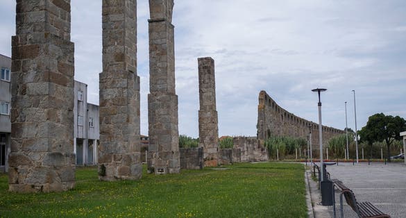 View of Santa Clara Aqueduct in Vila do Conde, Portugal.