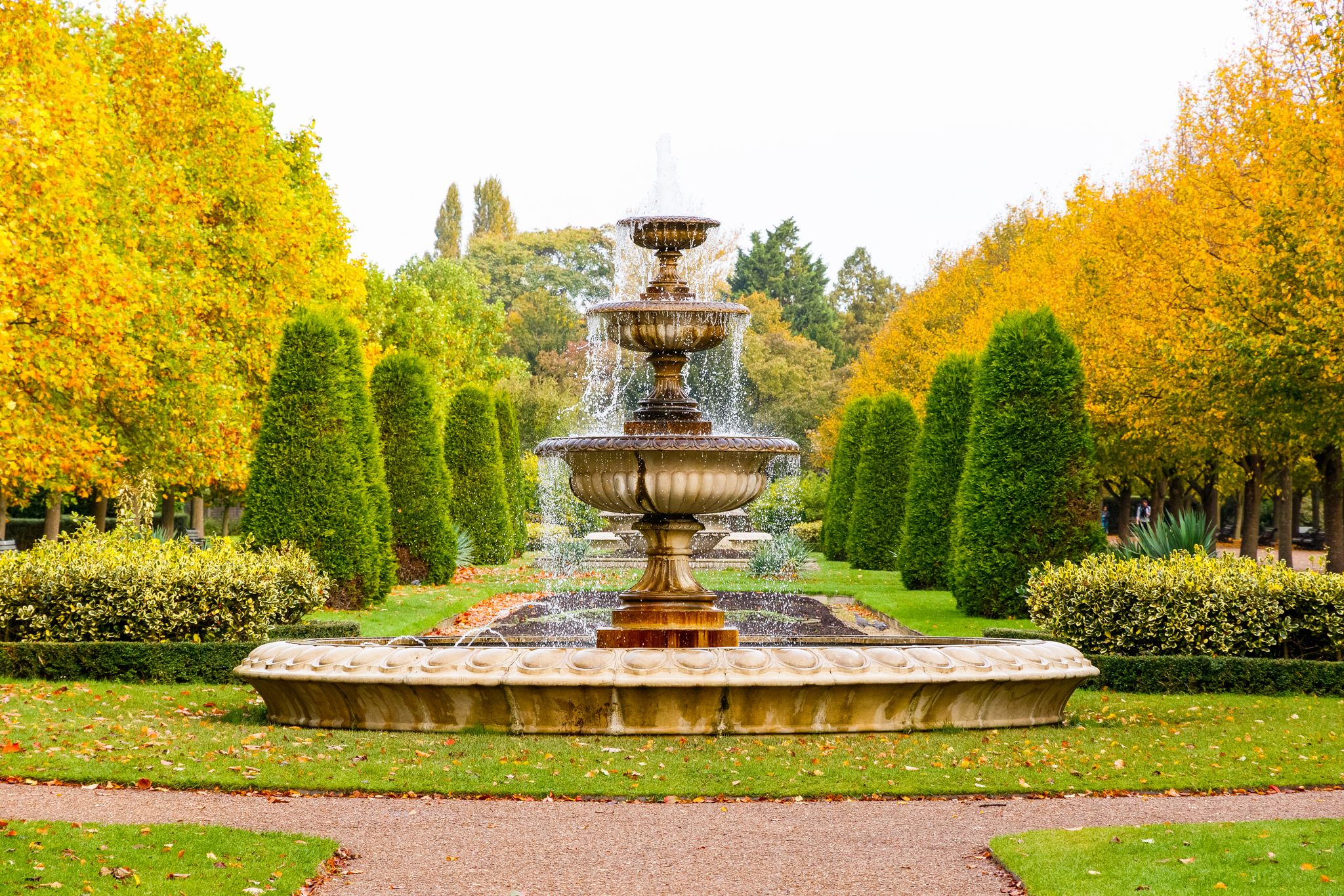 Photo of Peaceful scenery with fountain in regent's park of London, UK.