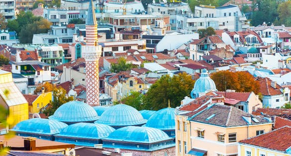 Photo of Plovdiv aerial skyline panorama, Bulgaria.