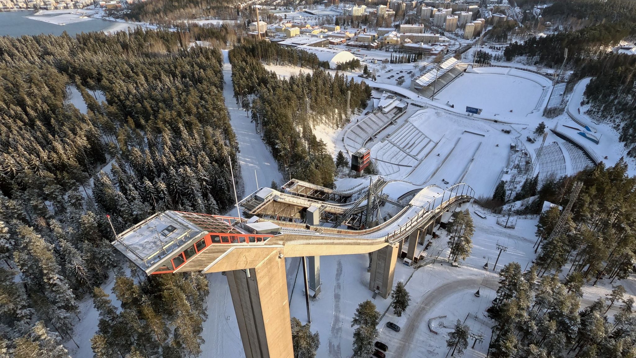 Bird's eye view of the ski jump in Lahti