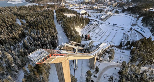Bird's eye view of the ski jump in Lahti
