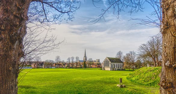 Priory Park Chichester, with Priory and Cathedral