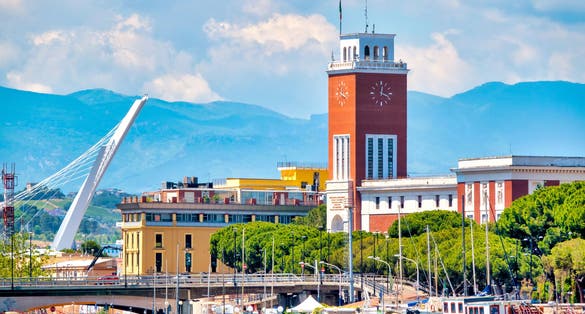 View of the Pescara city hall and surrounding buildings, Pescara, Italy.