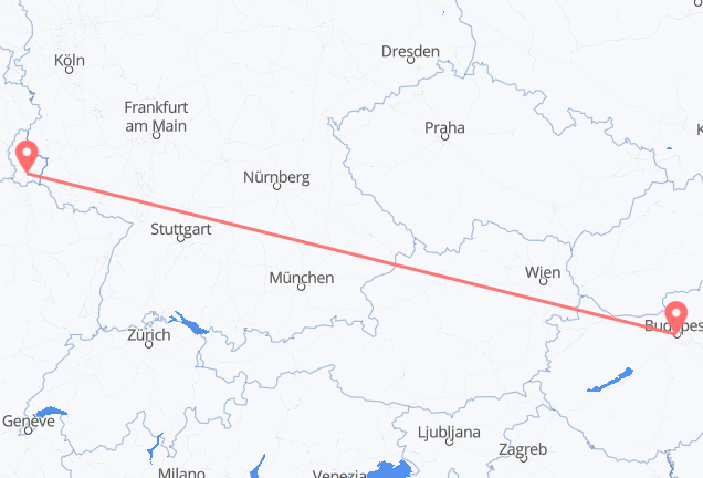 Budapest nach Luxemburg