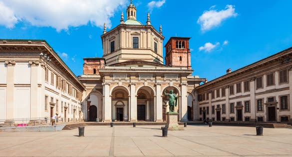 Photo of the Basilica of San Lorenzo Maggiore is a roman catholic church in Milan city in Lombardy region of northern Italy.