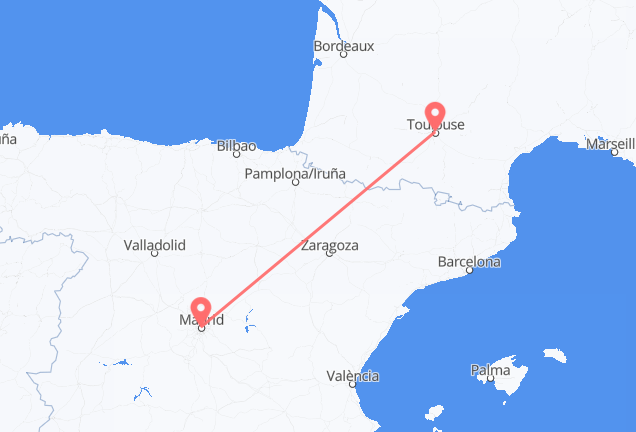 Madrid to Toulouse