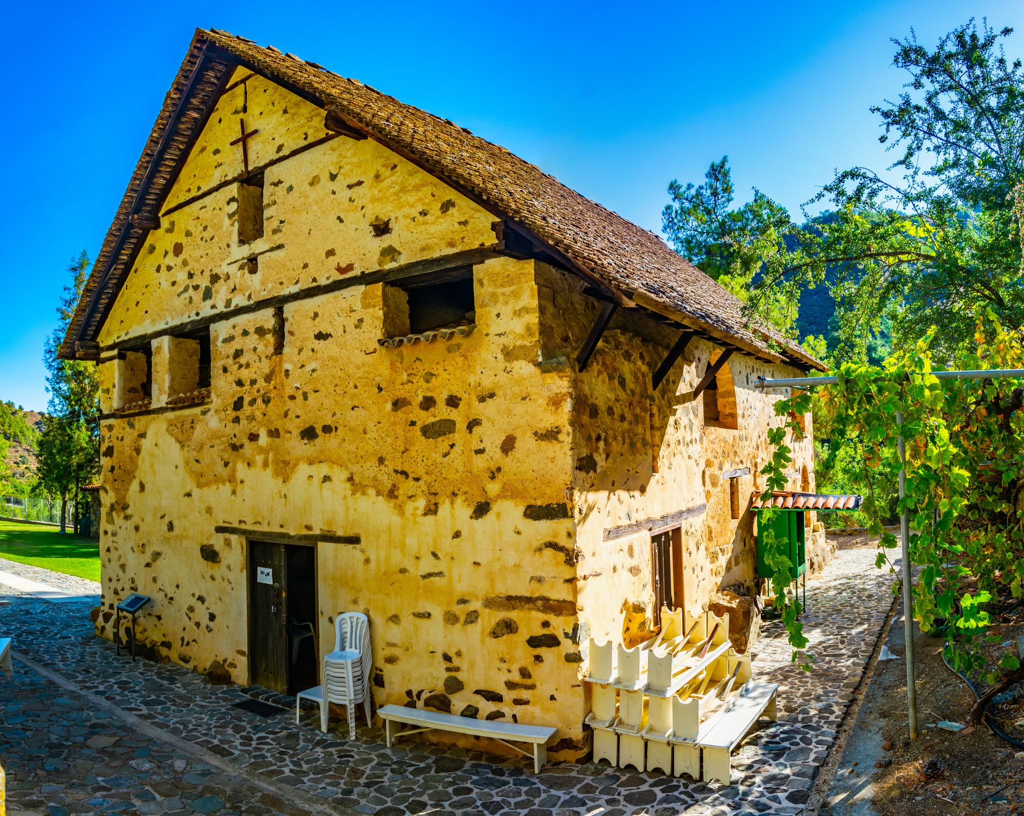 Photo of church of Agios Nikolaos tis Stegis at Kakopetria village on Cyprus.
