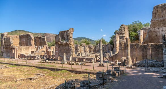 Tivoli, Italy. View of the ruins of the Golden Square at Villa Adriana. UNESCO list.