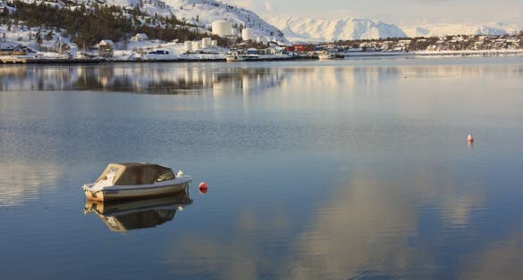 Small boat in Alta Harbour, Norway.