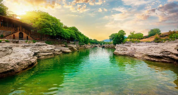 Photo of Canyon of the Cijevna river crossing the valley with waterfall, Montenegrin Niagara, Podgorica.