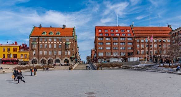 View of Stortorget square in Ostersund, Sweden.
