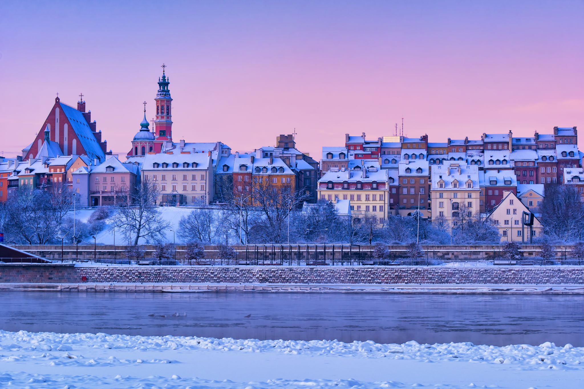 City of Warsaw in Poland on winter dawn, skyline of the Old Town.jpg