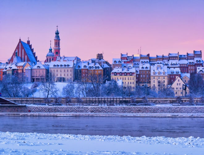 City of Warsaw in Poland on winter dawn, skyline of the Old Town.jpg