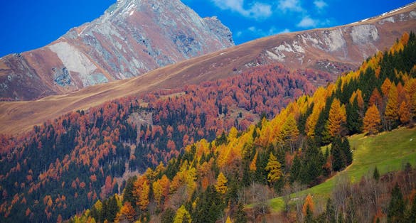PHOTO OF VIEW OF East Tirol in autumn. Lienz town locality, Austria.