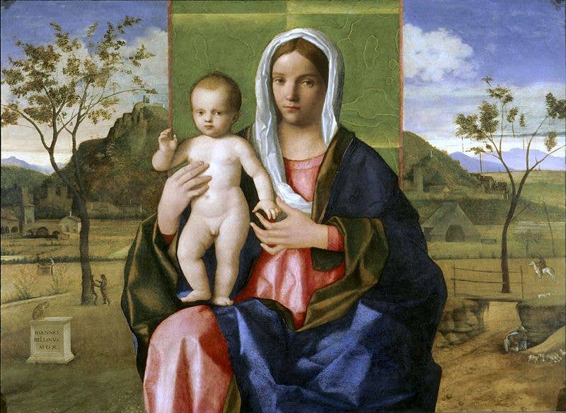 photo of view of Madonna and Child Blessing by Giovanni Bellini, c. 1510, Milan, Italy.