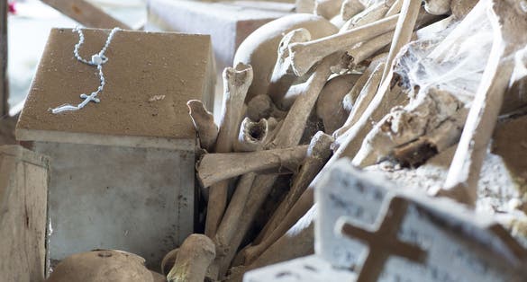 Skulls in Fontanel cemetery, Naples.