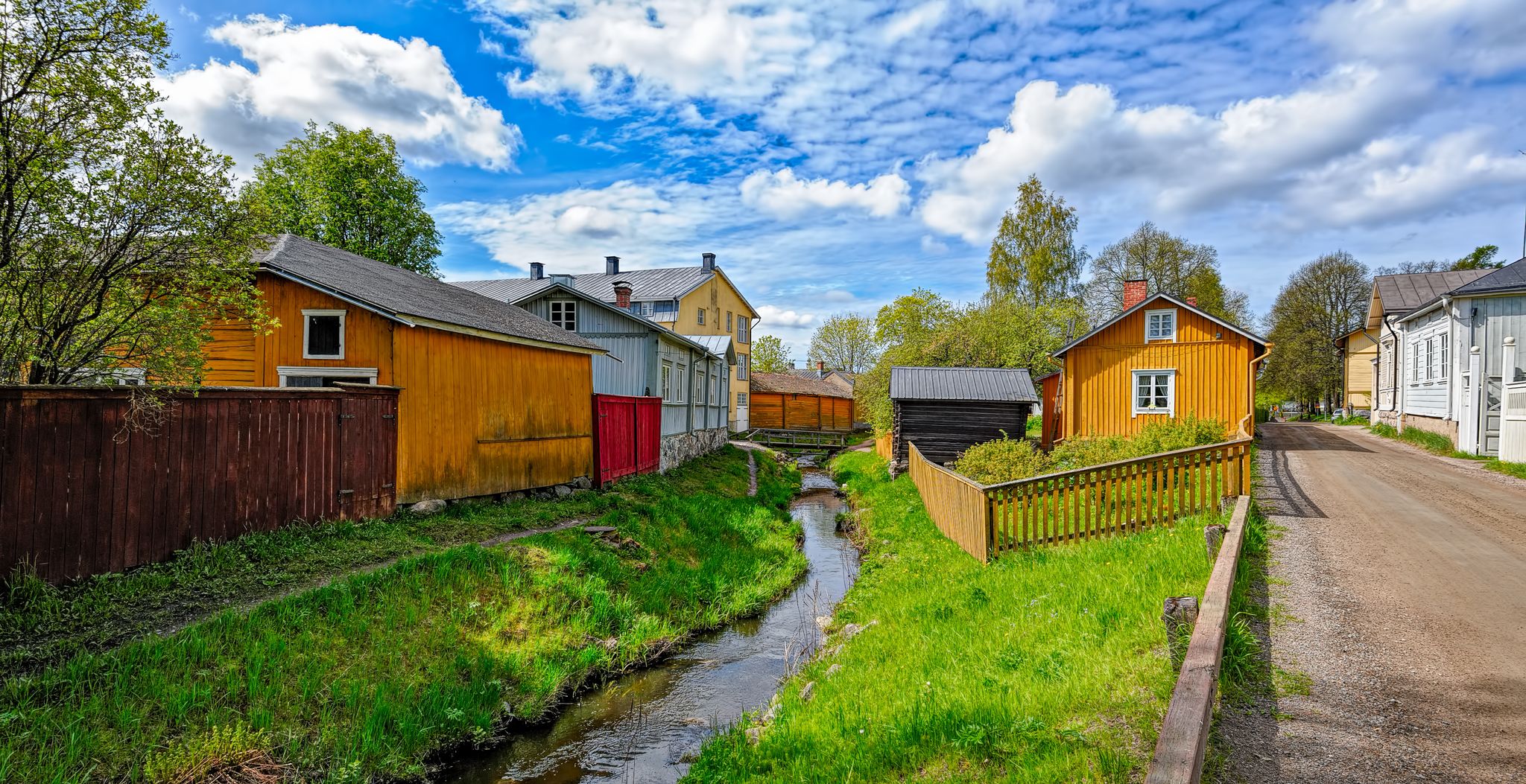 Small Raumanjoki river in Old Town in Rauma, one of the oldest harbours in Finland, situated on the Gulf of Botnia.