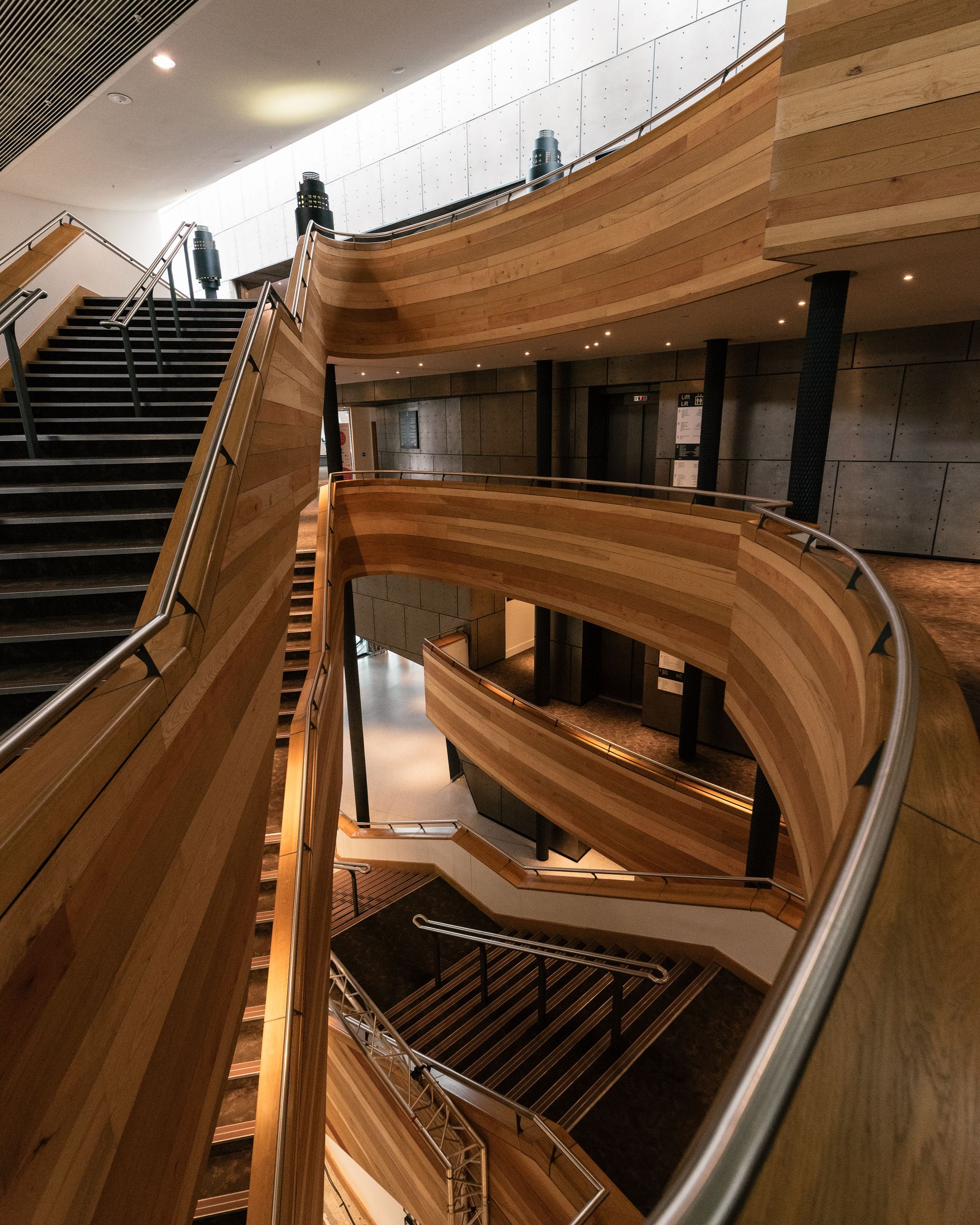 Multiple levels of The Wales Millennium Centre.