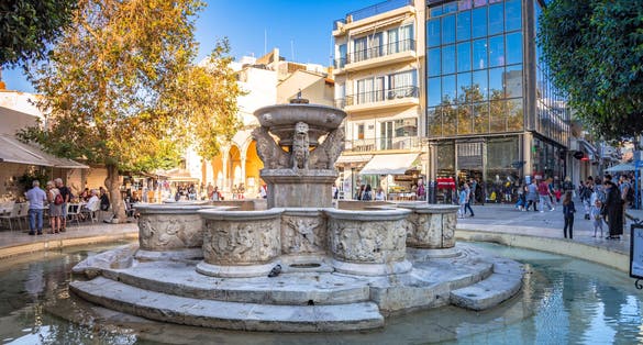 Photo of Venetian Morosini Fountain in the Lions square, Heraklion, Crete, Greece.