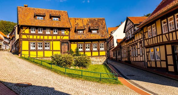 Exploring the southern Harz region in the beautiful half-timbered town of Stolberg - Saxony-Anhalt - Germany