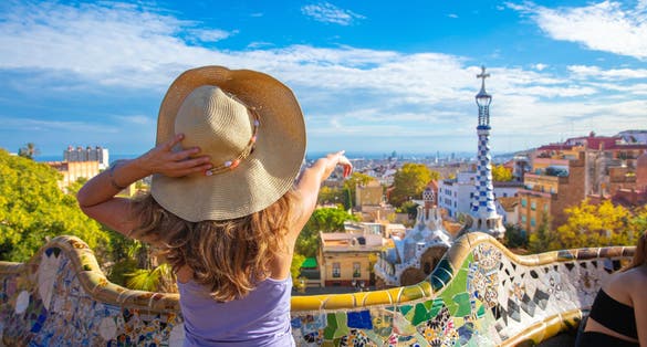 Photo of woman visiting Barcelona city, Spain.