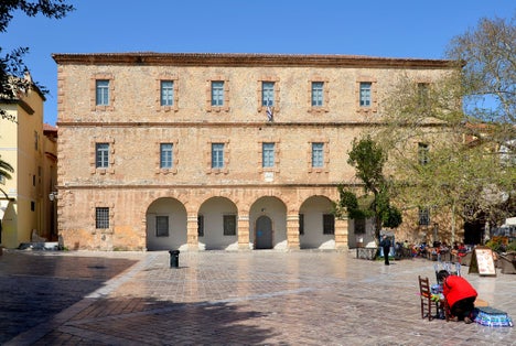 photo of view ofArchaeological Museum of Nauplion is located on Syntagma or Constitution square, the central square of Nafplio town in Greece.