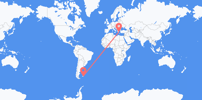 Falkland Islands (Islas Malvinas) to Greece