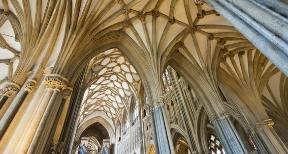 Photo of Interior of a beautiful gothic Wells Cathedral with pointed arches, Wells, Somerset, England, UK.