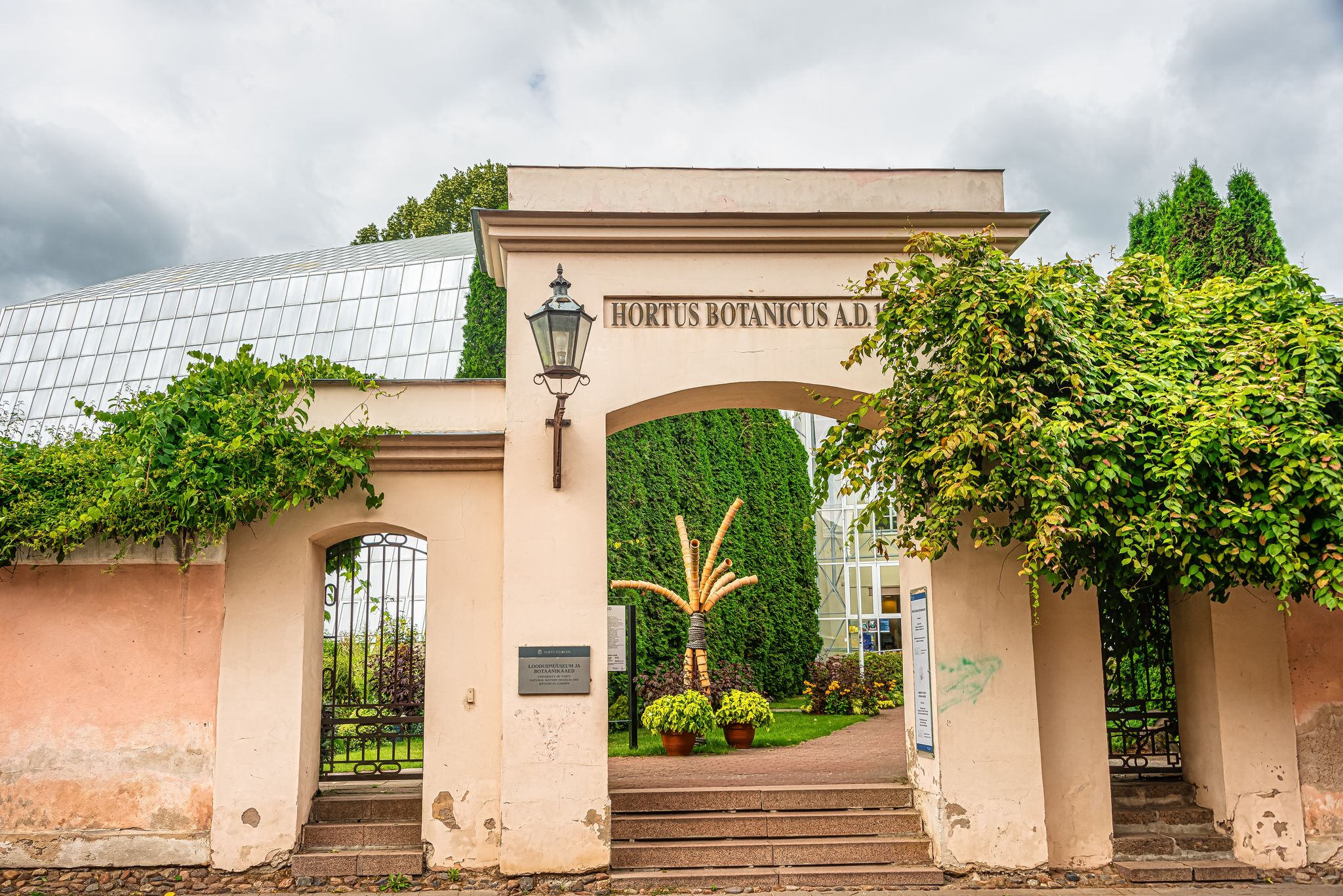 Photo of entrance Gate to the botanical university and botanical garden of Tartu, Estonia.
