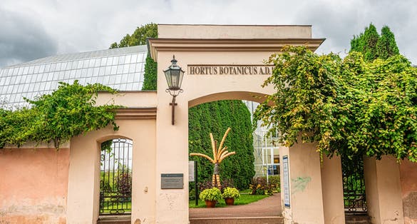 Photo of entrance Gate to the botanical university and botanical garden of Tartu, Estonia.