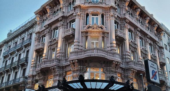 photo of view of sunset Palazzo Mincuzzi, Bari, Italy.