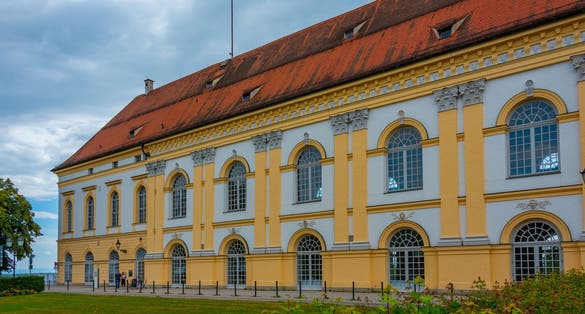 Photo of Dachau palace viewed during a cloudy day in Germany.