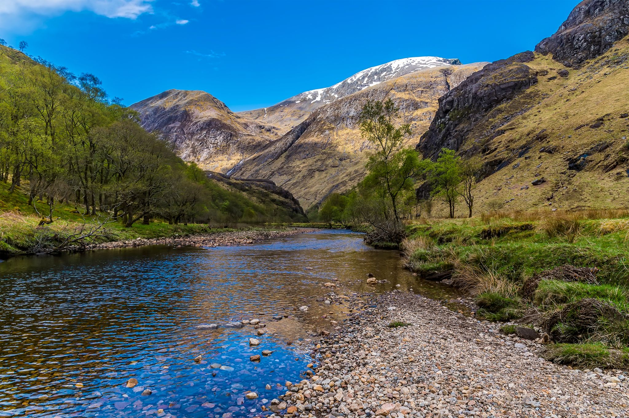 Photo of A view down the River Nevis from the Steall Waterfall in Glen Nevis, Scotland on a summers day , Scotland .