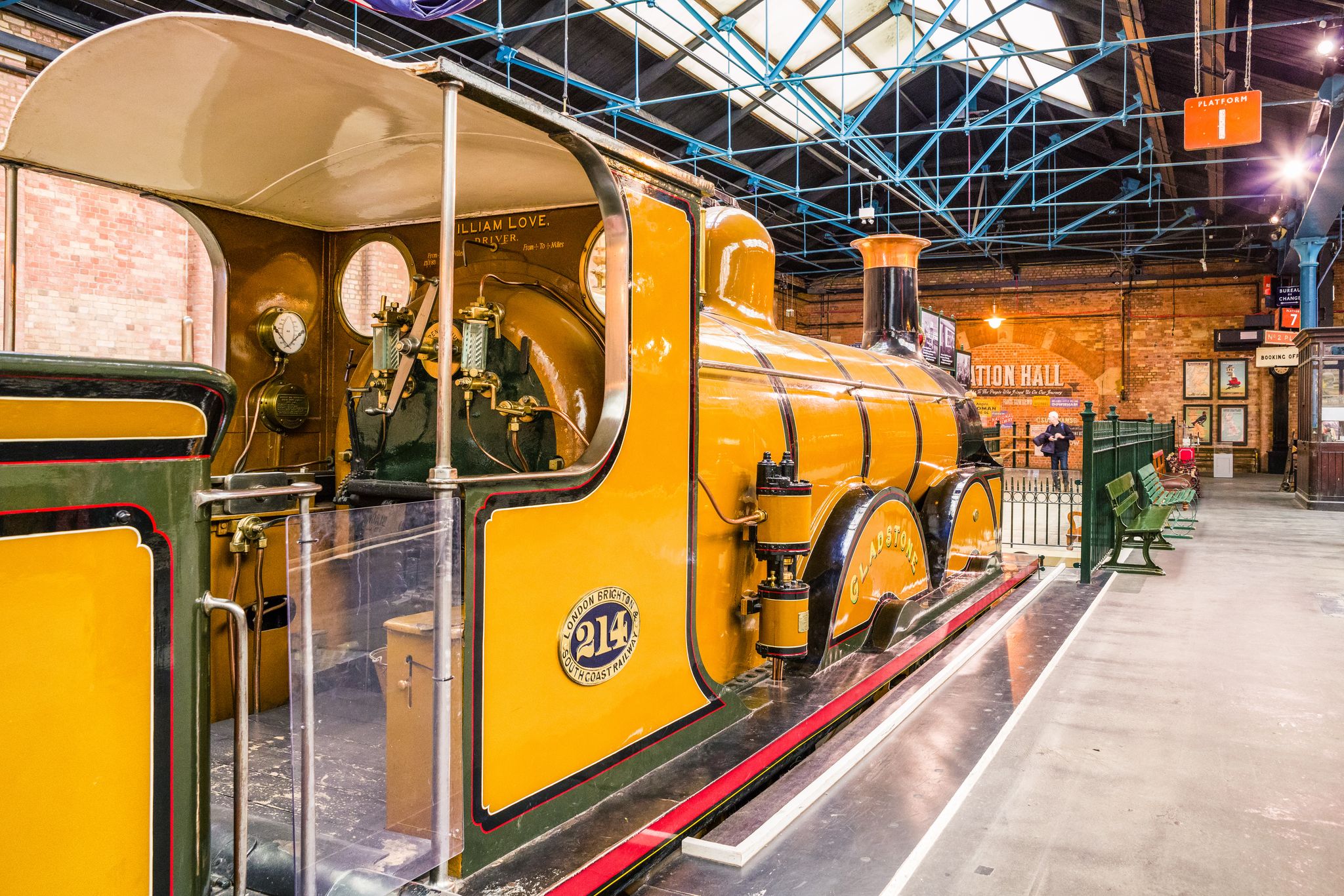 Historic trains in National railway museum in York.