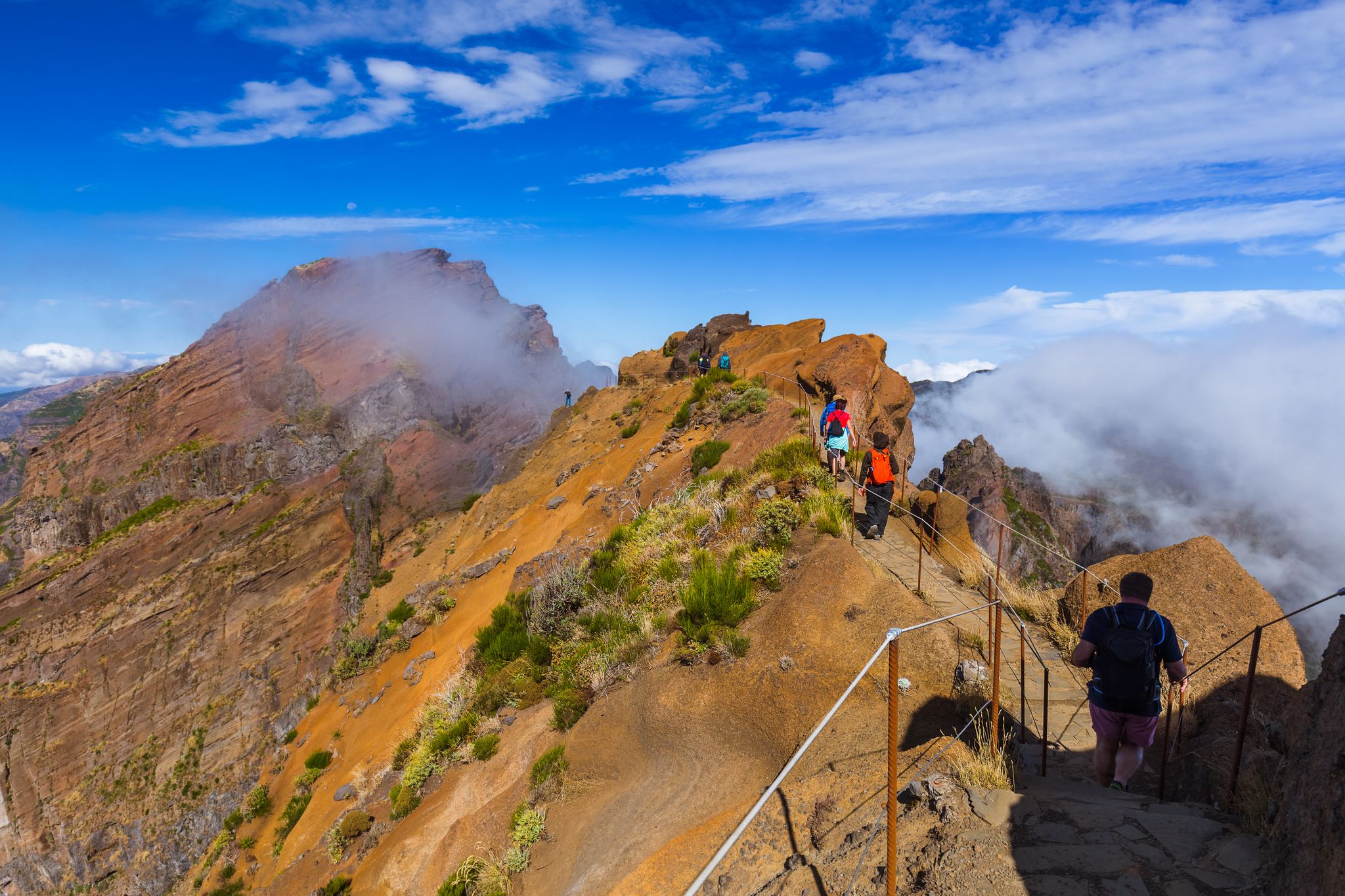 Hiking Pico do Arierio and Pico Ruivo - Madeira Portugal - travel background.