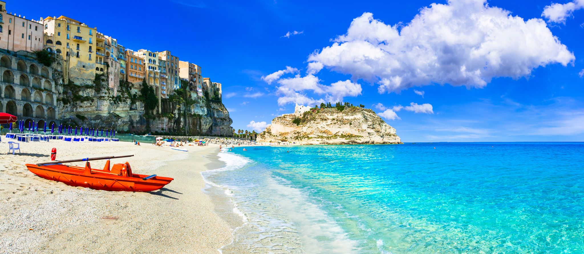 Photo of Sanctuary of Santa Maria dell'Isola symbol of the city of Tropea, Italy.