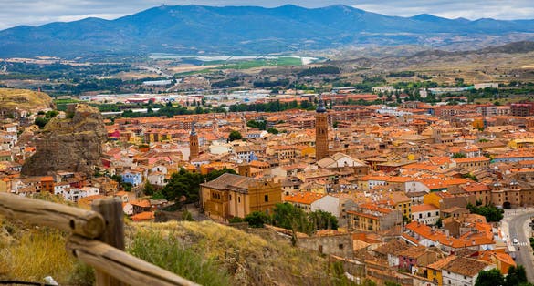 Photo of aerial view on the city Calatayud, Zaragoza, Spain.