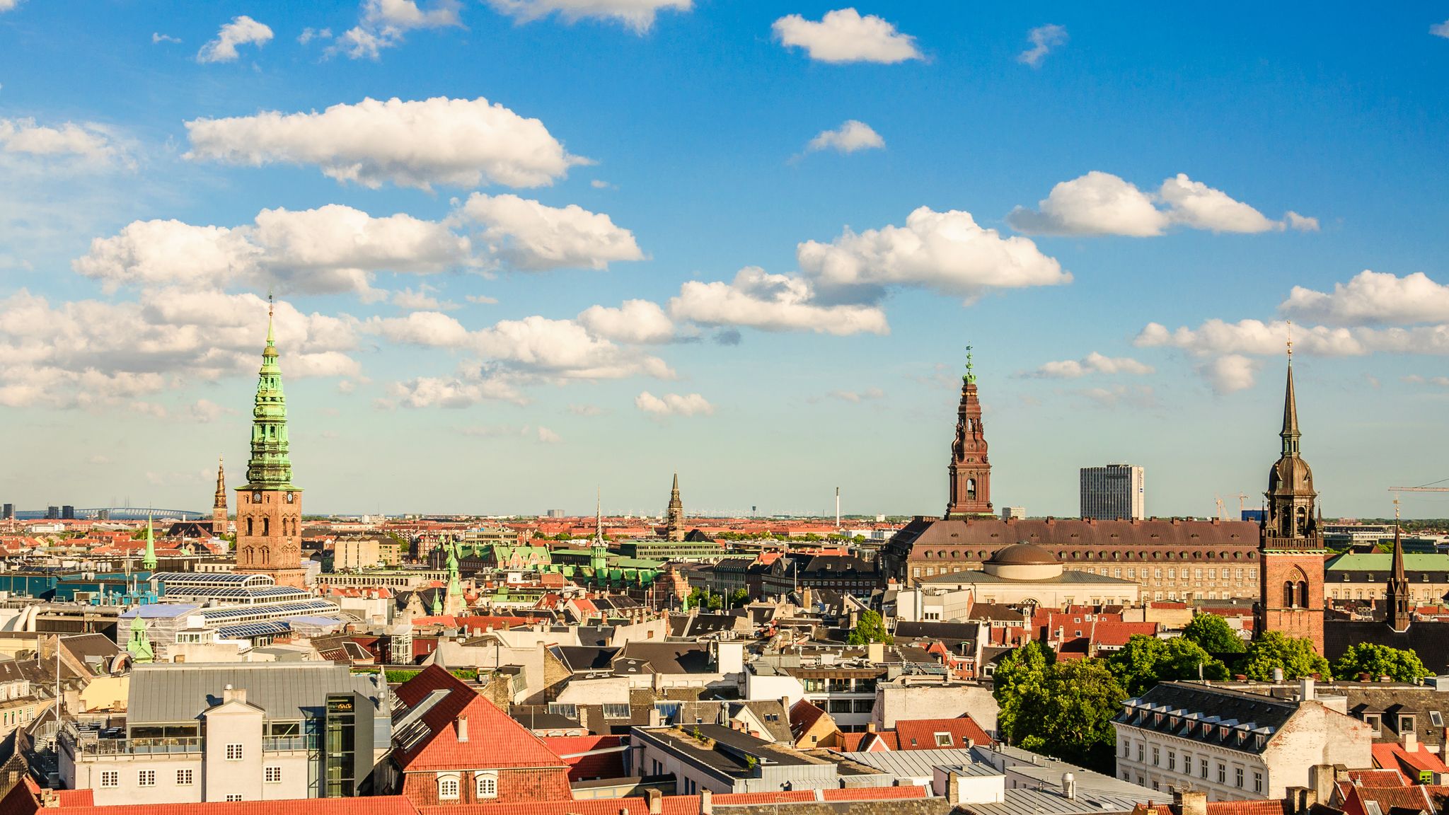 Photo of amazing panorama of the old part of the city from the observation deck at the Round tower (Rundetaarn) in Copenhagen, Denmark.