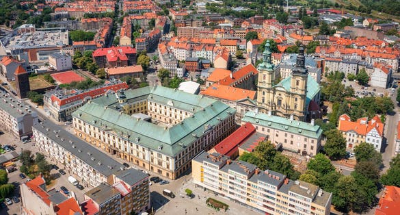 Beautiful architecture of the Legnica city in Lower Silesia, Poland