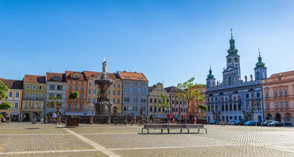 Main square in Ceske Budejovice (Budweis), Czech Republic