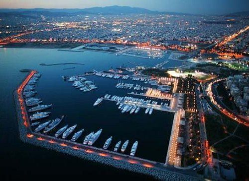 photo of view of Aerial drone photo of famous port and Marina at night of Faliro or Phaleron in South Athens riviera, Attica, Greece.