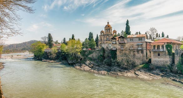 Photo of view on the river Rioni in Kutaisi, Georgia.
