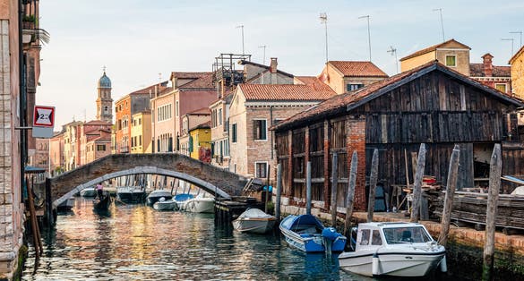 A view of boatyard on Squero di San Trovaso, Venice, Italy.