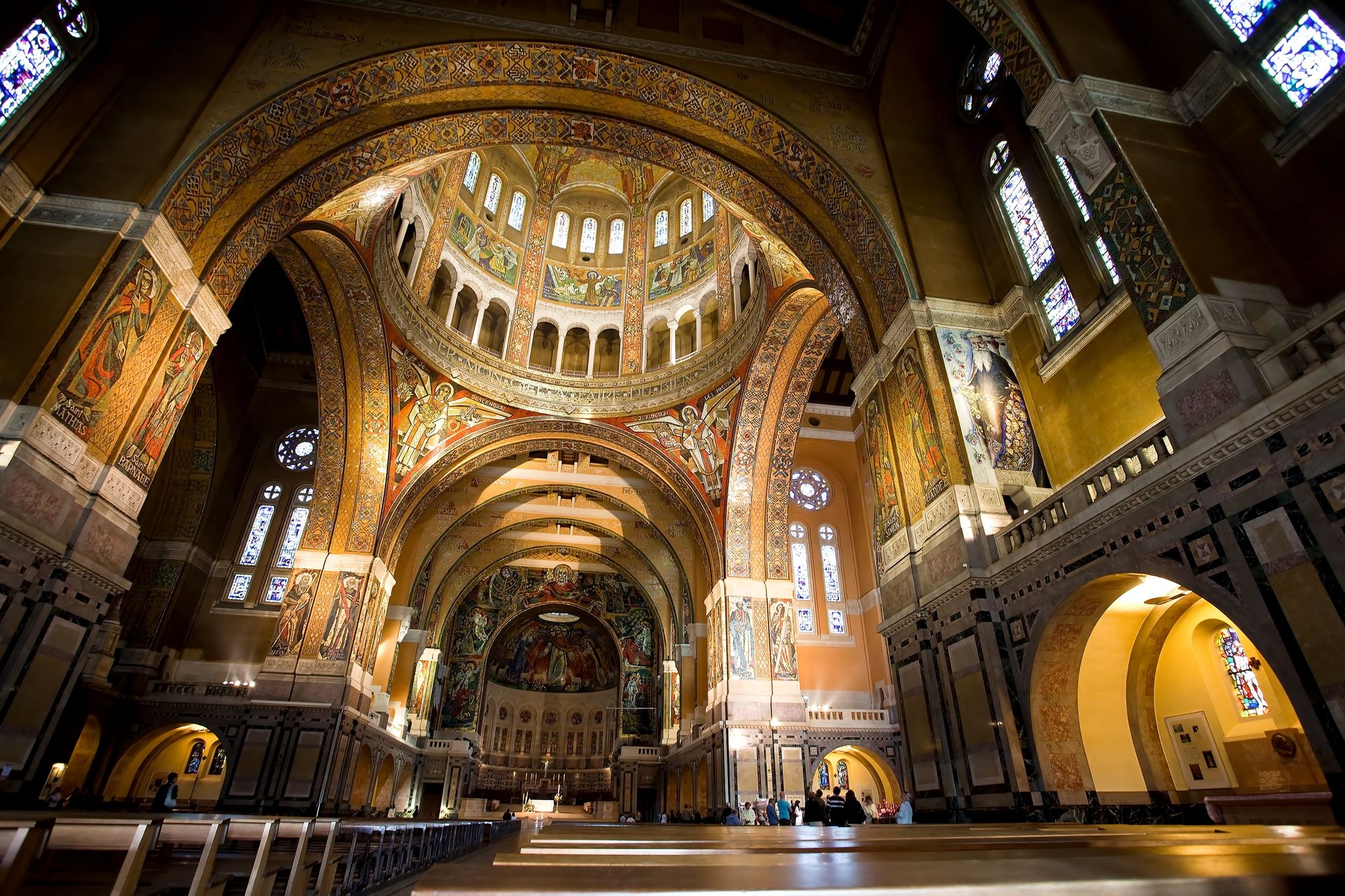 Photo of interior of Basilica of St. Therese of Lisieux in Normandy France.
