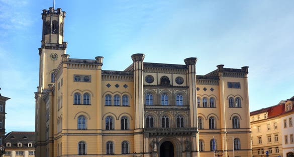 Historic Zittau city hall building in Saxony, Germany