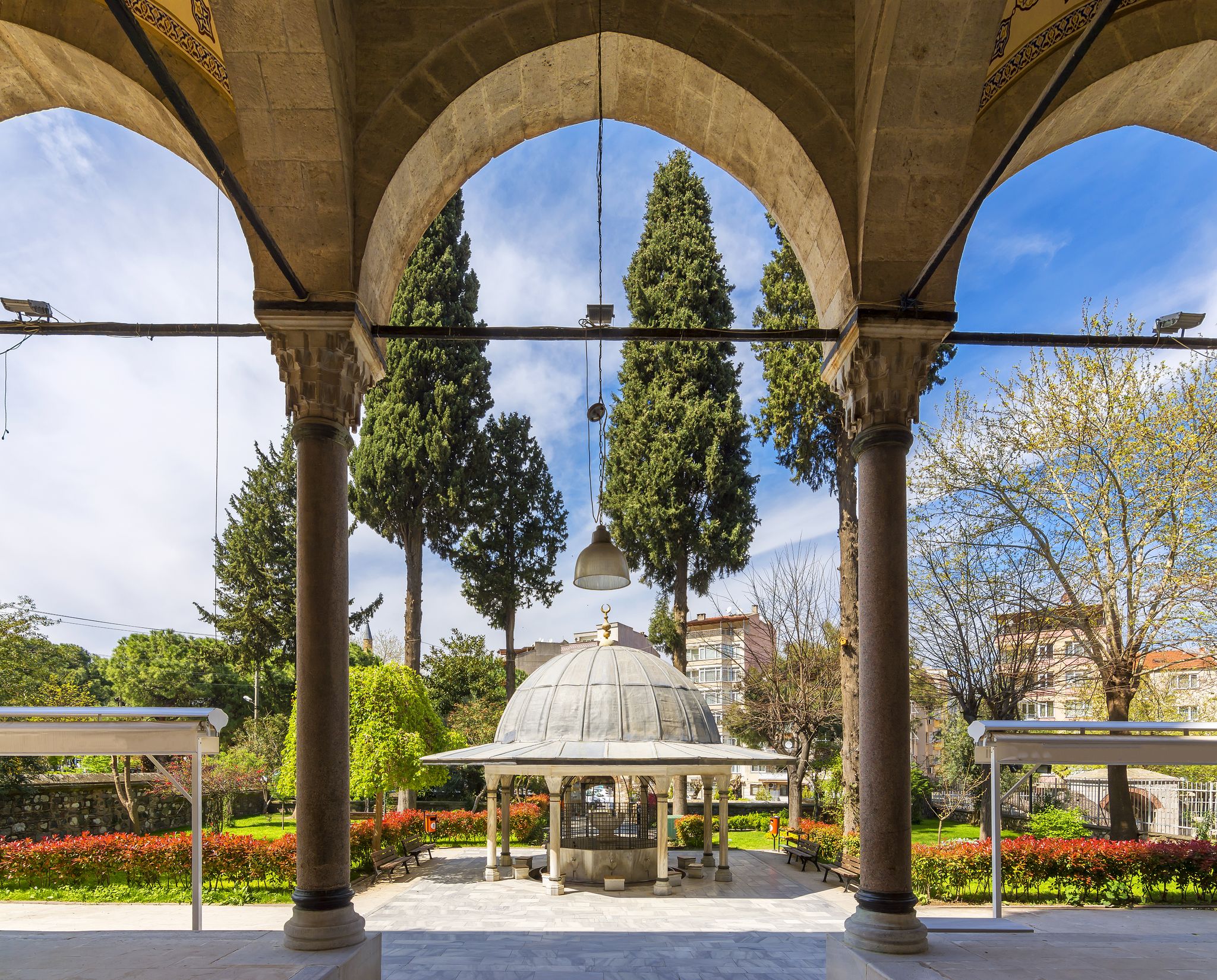 photo of front yard of the Muradiye Mosque in Manisa city, Turkey.